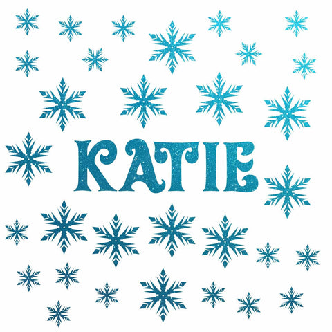 Personalised Frozen Snowflake Sparkly Wall Sticker, Glitter Name Wall Decals