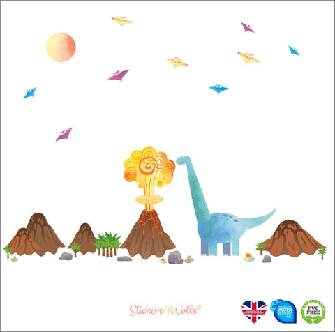 Dinosaur And Volcano Wall Sticker Mega Pack