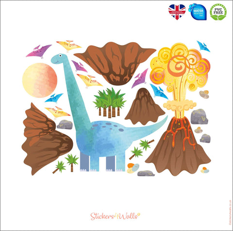 Dinosaur And Volcano Wall Sticker Mega Pack