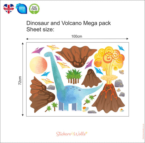 Dinosaur And Volcano Wall Sticker Mega Pack