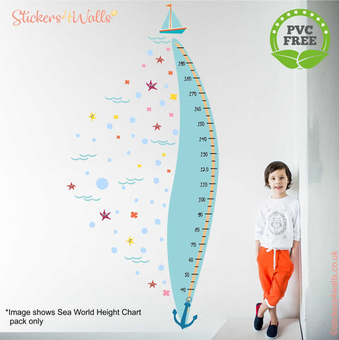 Reusable Fabric Sea World Height Chart Wall Sticker, Kids Wall Art Decal Measuring Height Chart