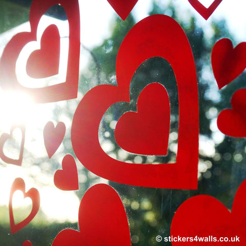 Reusable Valentines Heart Shaped Window Stickers, White or Red Heart Wedding Window Cling, Pack Of 118 Hearts Decals