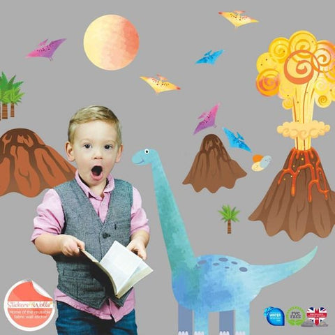 Dinosaur And Volcano Wall Sticker Mega Pack