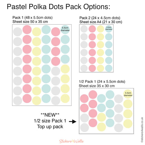 Reusable Polka Dot Wall Stickers, Pastel, Rainbow, Blue Polka Dot Wall Graphics Winner of MumsTV award
