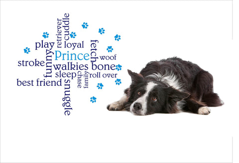 Personalised Dog Word Cloud Wall Sticker, Custom Vinyl Pet Wall Art For The Home
