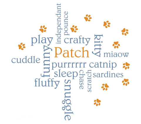 Personalised Cat Word Cloud Wall Sticker, Custom Vinyl Pet Wall Art For The Home