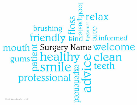 Personalised Denist Word Cloud Wall Sticker, Custom Vinyl Wall Art For Your Dental Surgery
