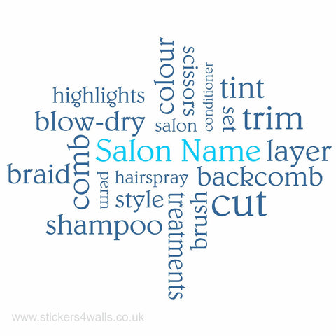 Personalised Hairdresser Word Cloud Wall Sticker, Custom Vinyl Wall Art For Salon