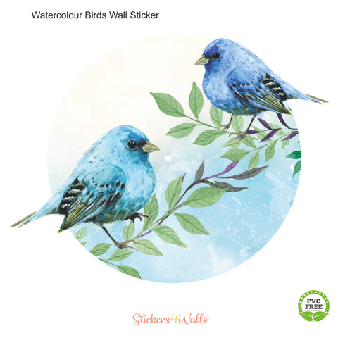 Reusable Fabric Watercolour Birds Wall Sticker, Birds Wall Art Decal