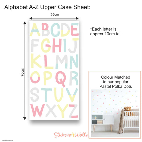 Reusable Pastel Alphabet Wall Stickers, Fabric Number & Letter Wall Decals