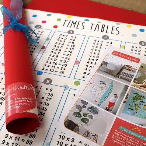Times Table Fabric Wall Sticker - Reusable