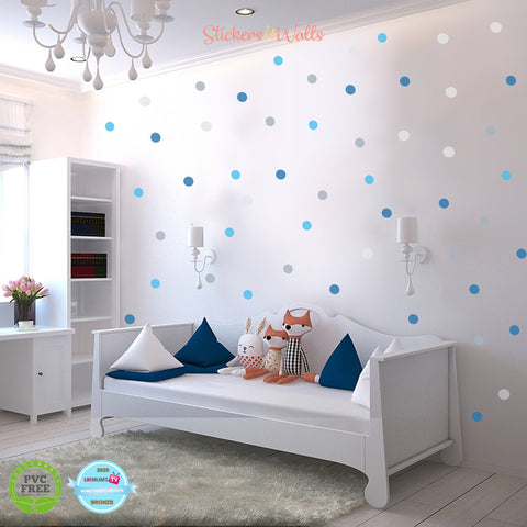 Dotty Wall Stickers, Sets of Pastels, Rainbows, Blues, Brights, Chocolates Wall Decals