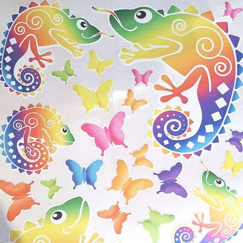 Reusable Rainbow Bright Set Of Chameleons And Butterflies
