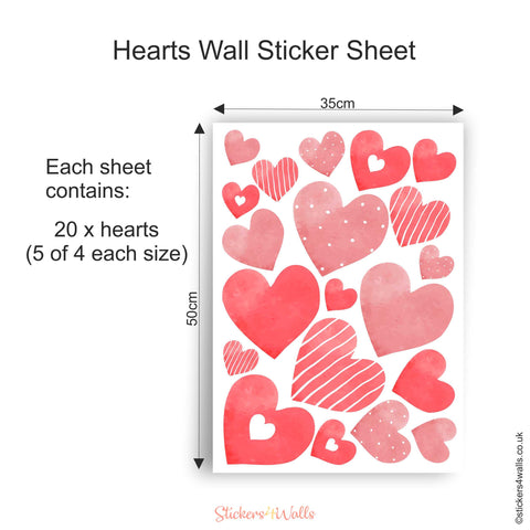 Reusable Valentine Heart Wall Sticker, Reds, Pastel, Rainbow, Soft Grey, Pinks Collections
