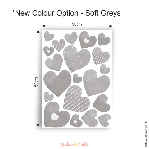 Reusable Valentine Heart Wall Sticker, Reds, Pastel, Rainbow, Soft Grey, Pinks Collections