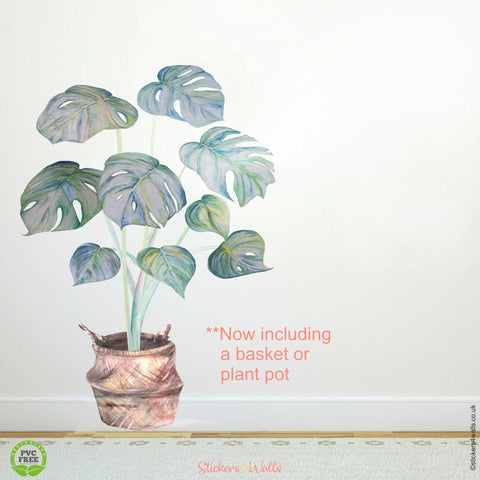 Reusable Cheese Plant Wall Sticker, Original Watercolour Plant Wall Art, Botanical Decals