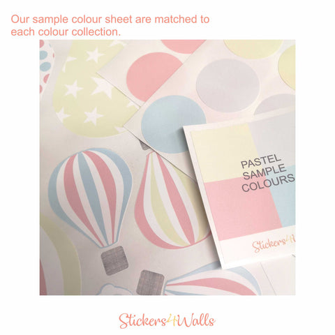 Stickers4Walls Colour Sample Sheets, Pastel, Brights, Chocs, Rainbow, Blues, Colour Swatches