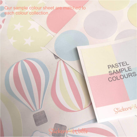 Stickers4Walls Colour Sample Sheets, Pastel, Brights, Chocs, Rainbow, Blues, Colour Swatches