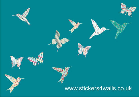Hummingbird wall stickers, bird wall stickers, butterfly wall stickers, hummingbird decals, butterfly decals, girls wall stickers