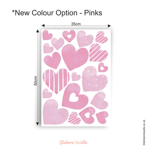 Reusable Valentine Heart Wall Sticker, Reds, Pastel, Rainbow, Soft Grey, Pinks Collections