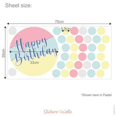 Reusable Extra Large Birthday Polka Dot Wall Sticker, Happy Birthday Celebration Decal