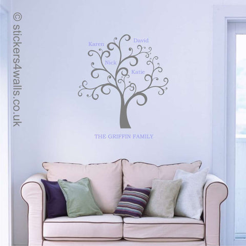 Personalised Family Tree Wall Sticker, Custom Made Wall decal For Your Family