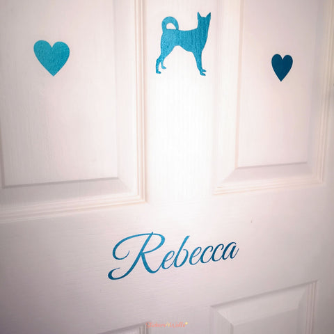 Personalised Name Glitter Vinyl Dog And Heart Wall Stickers For Pet Lovers
