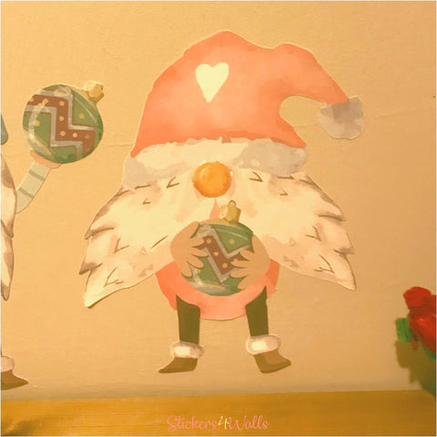 Reusable Large Nordic Gnome Trio Wall Stickers, Christmas Wall Decals
