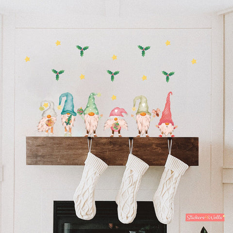 Reusable Nordic Gnome Wall Stickers, Christmas Decoration Decals