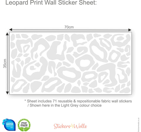 Reusable Leopard Print Fabric Wall Stickers, Colour Animal Print Design Decals