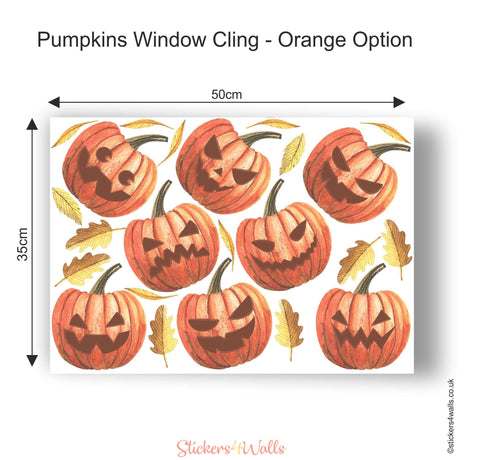 Reusable Pumpkin Window Decoration, Halloween Window Cling