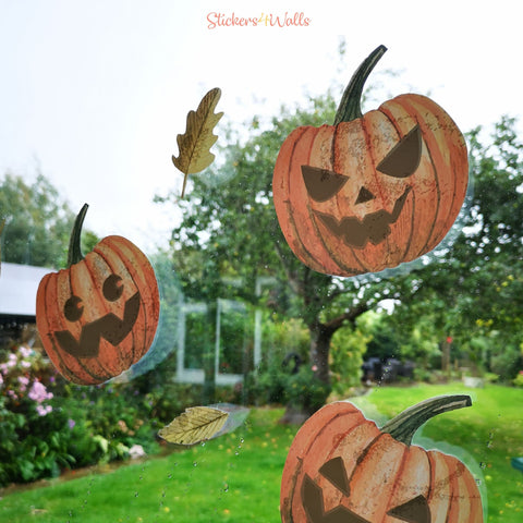 Reusable Pumpkin Window Decoration, Halloween Window Cling