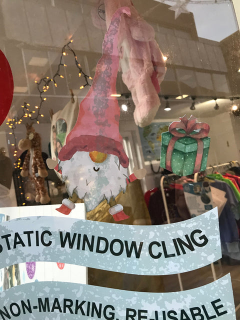 Reusable Nordic Gnome Window Decorations, Christmas Window Cling Decals