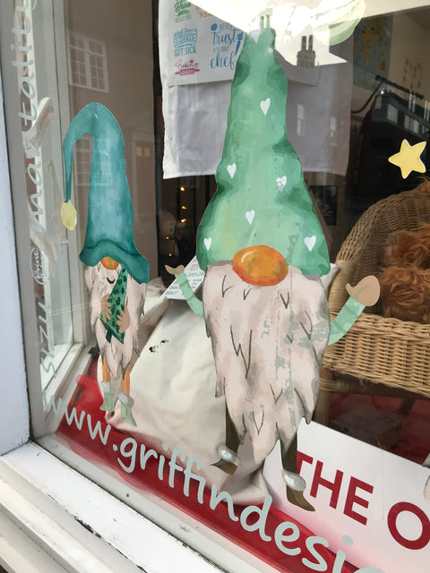 Reusable Large Nordic Gnome Trio Window Decorations, Christmas Window Cling Decals