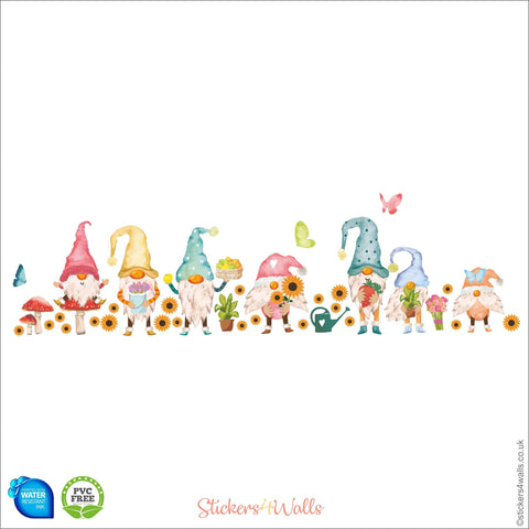 Reusable Gardening Gnome Wall Stickers, Gonks Go Gardening Interior Decals