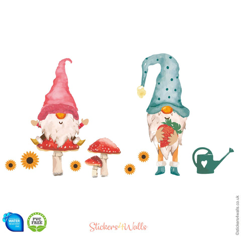 Reusable Gardening Gnome Window Stickers, Gonks Go Gardening Window Display