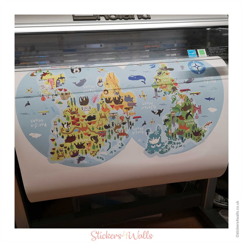 Reusable Circles Kid's World Map Fabric Wall Sticker