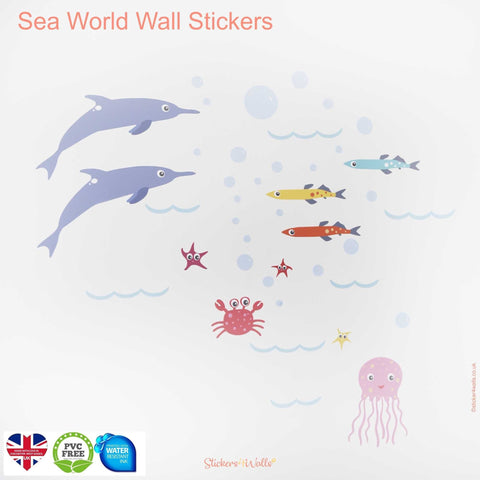 Reusable Fabric Dolphin Wall Stickers, Sea World Wall Decal Extension Pack