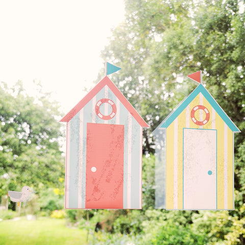 Reusable Beach Hut Window Decorations, Window Static Cling Decals