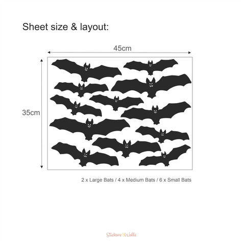 Bat Window Decorations, Static Cling Sets Of Halloween Bats