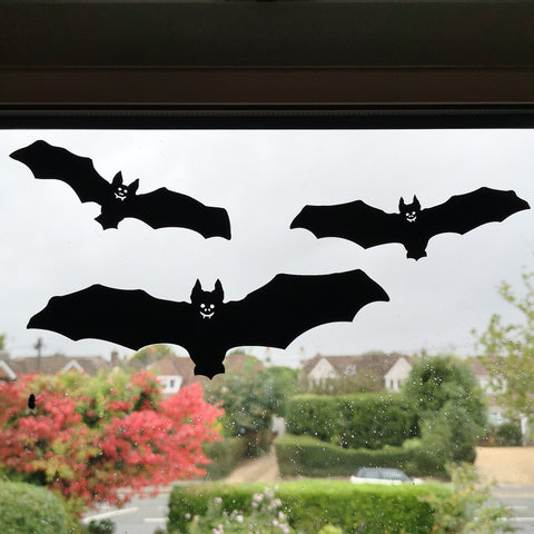 Bat Window Decorations, Static Cling Sets Of Halloween Bats