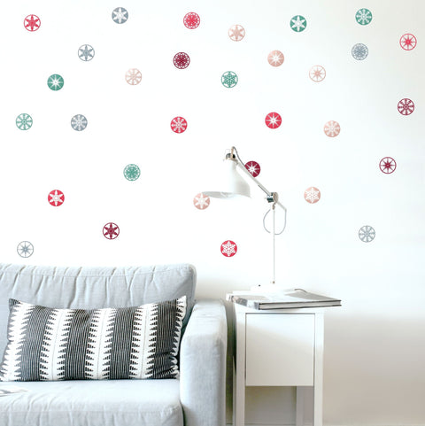 Reusable Scandinavian Style Snowflake Bauble Wall Stickers