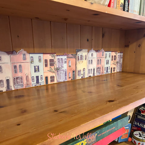 Row of Houses, Portsmouth City Wall Sticker, Street Scene Border Home Decal