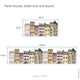 Row of Houses, Paris City Wall Sticker, Street Scene Border Decal