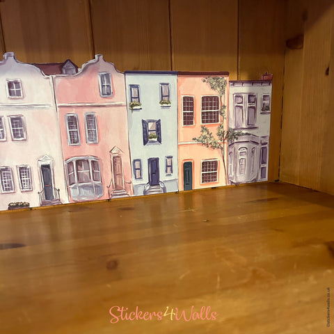 Row of Houses, Portsmouth City Wall Sticker, Street Scene Border Home Decal