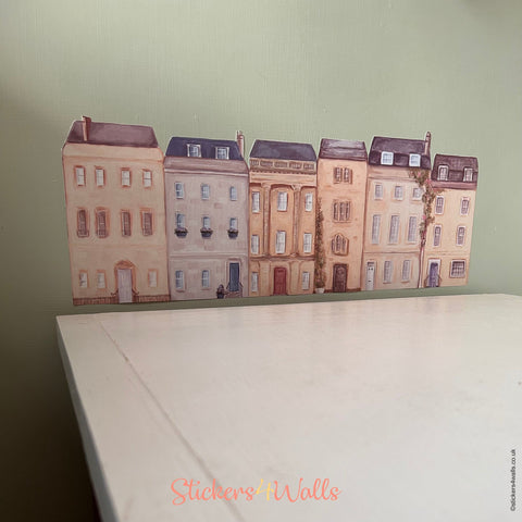 Row of Houses, Bath City Wall Sticker, Street Scene Border Home Wall Decal