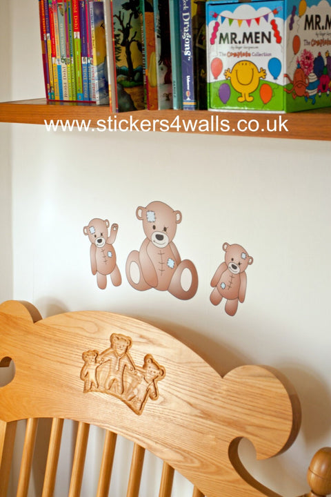 Reusable Teddy Bear Fabric Wall Stickers, Bear Nursery Wall Art Decals