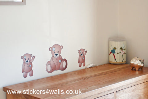 Reusable Teddy Bear Fabric Wall Stickers, Bear Nursery Wall Art Decals