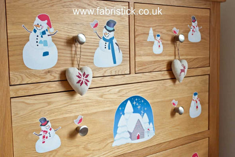Reusable Christmas Snowman Wall Stickers, Snowman And Robin Holidays Decals