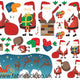 Reusable Fabric father Christmas Wall Stickers, Santa Wall Art  Decals Holiday Decorations
